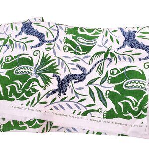 Christopher Farr Cloth La Jungle Green Raoul Dufy Designer Linen Fabric 26"x56"